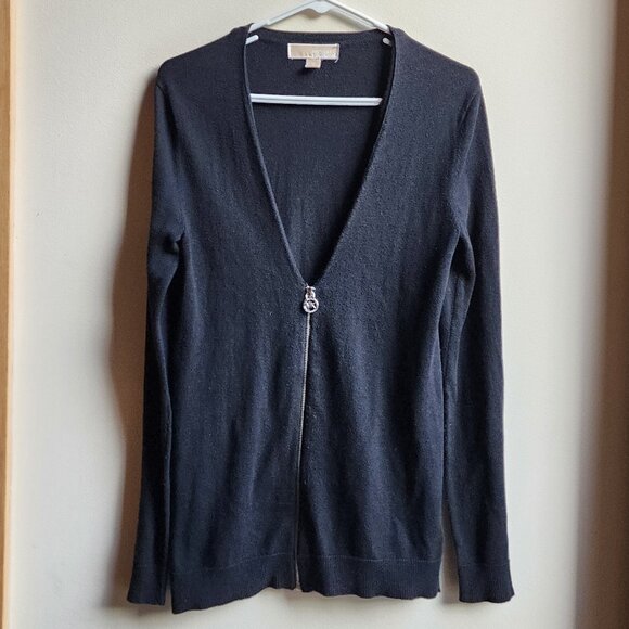 MICHAEL Michael Kors Black Zip-Up Cardigan Size Small - Picture 1 of 15